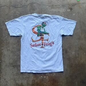 Vintage Senor Frogs Shirt Adult M White Playa Del Carmen Short Sleeve Crew Neck